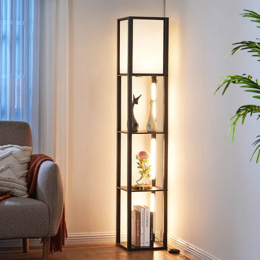 Catara 64.2'' Black LED Dimmable Column Floor Lamp with Shelves - Melillo EnterprisesAll categories